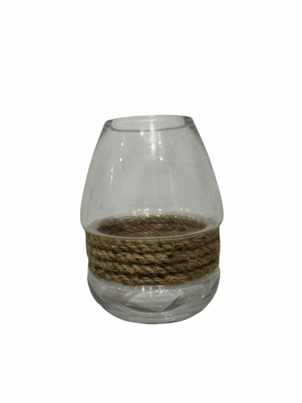 Jarron Boca Fina Con Cuerda Natural 14*14*18,5 Cm