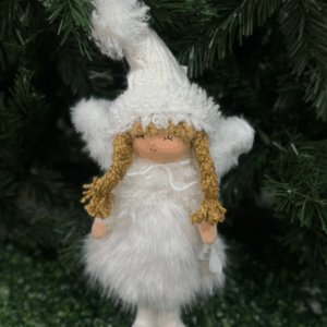 Muñeca Angel De Pie Con Vestido De Pluma 19*8*36cm