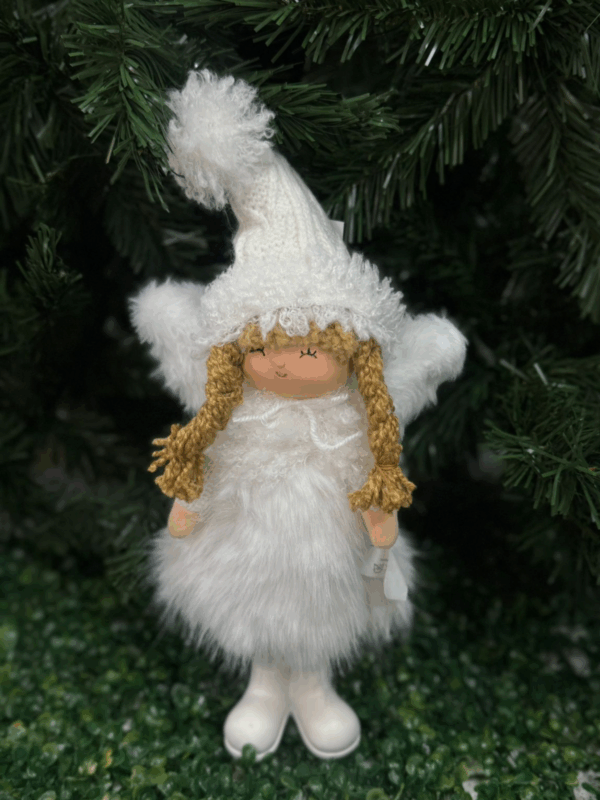 Muñeca Angel De Pie Con Vestido De Pluma 19*8*36cm