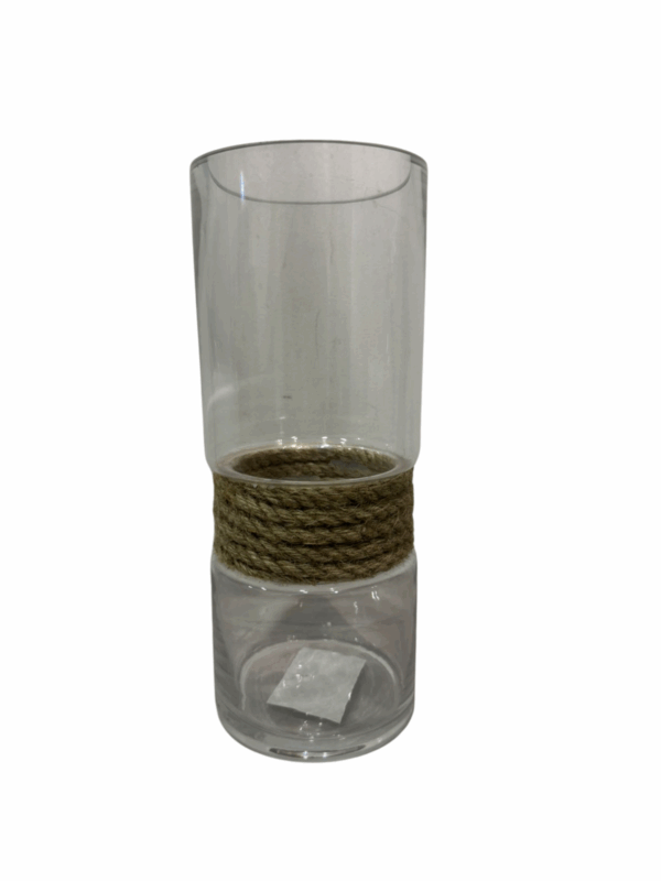 Jarron De Vidrio Con Soga Natural 12*12*30