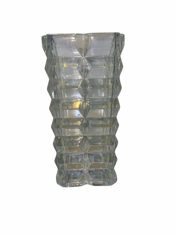 Jarron De Crital Cuadrado Estilo Geoemtrico 12*12*24cm