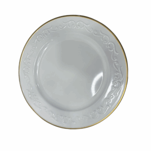 Plato Borde Dorado Tribal Blanco 33*33*1.7