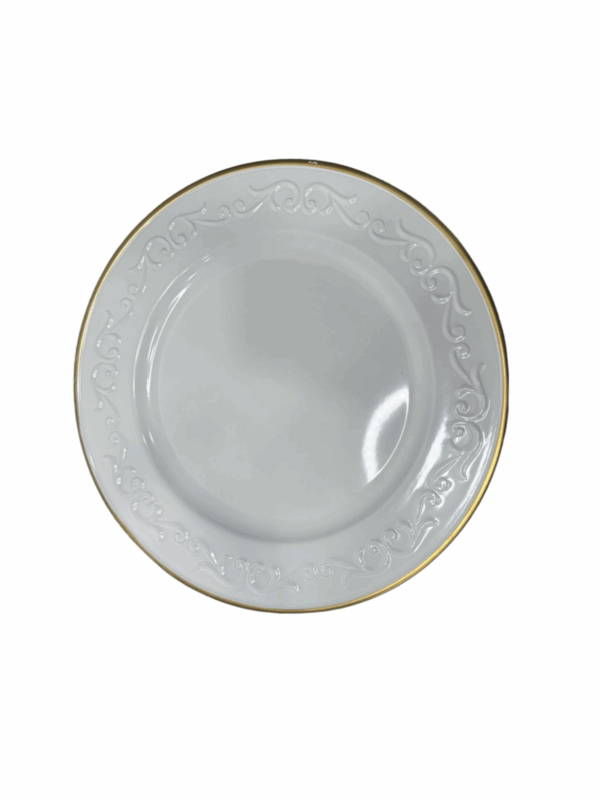Plato Borde Dorado Tribal Blanco 33*33*1.7