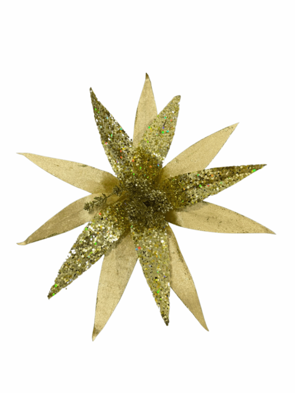 Poinsettia Grd Hoja Gamuza-Malla Flor Dorado 54*44
