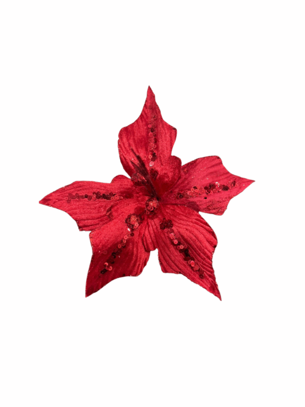 Poinsettia Rojo Centro Bolas Lentejuelas 34*29