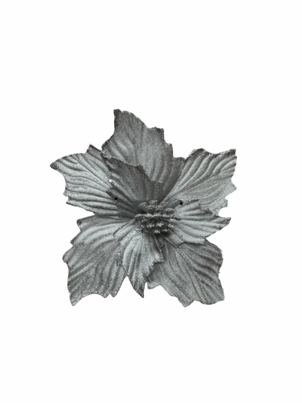 Poinsettia Lineas Borde Escarchado Plata 21*15cm