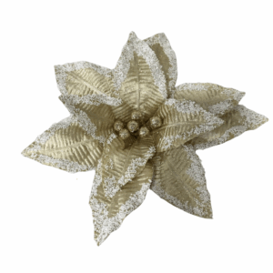 Poinsettia Champaña Metalizada Borde Nevado 30*25cm