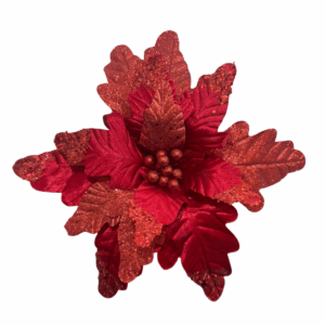 Flor Gamuza Combinada Escarchada 40 Cm Rojo