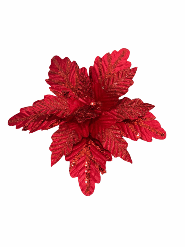 Poinsettia Rjo-Rojo Lentejuela Hojas 30*49