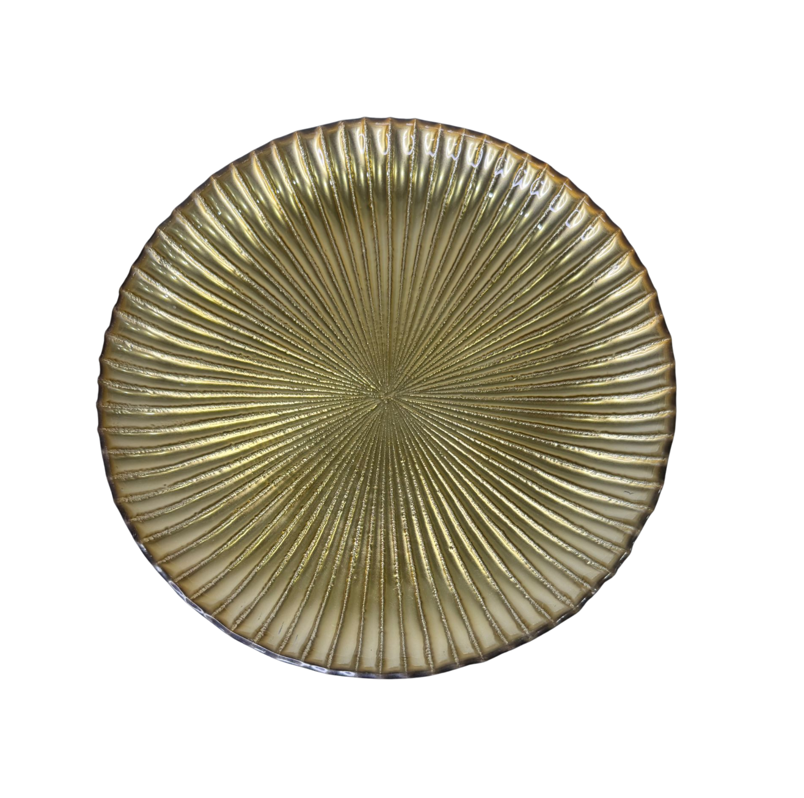 Plato Vidrio Dorado Lineas 29cm