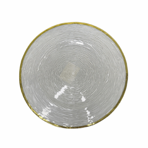 Plato Vidrio Blanco Borde Dorado 36cm