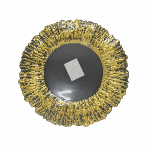 Plato Vidrio Borde Irregular Dorado Centro Transp.