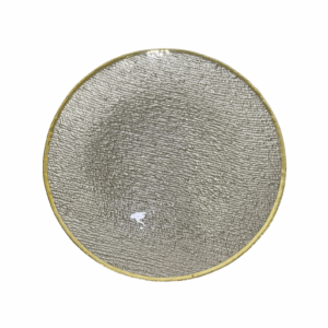 Plato Vidrio Ocre Borde Dorado 33cm