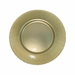 Plato Vidrio Dorado Borde Decorado 33cm