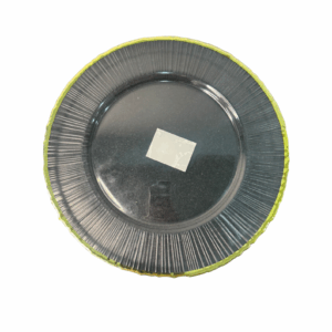 Plato Vidrio Transparente Borde Dorado 33cm