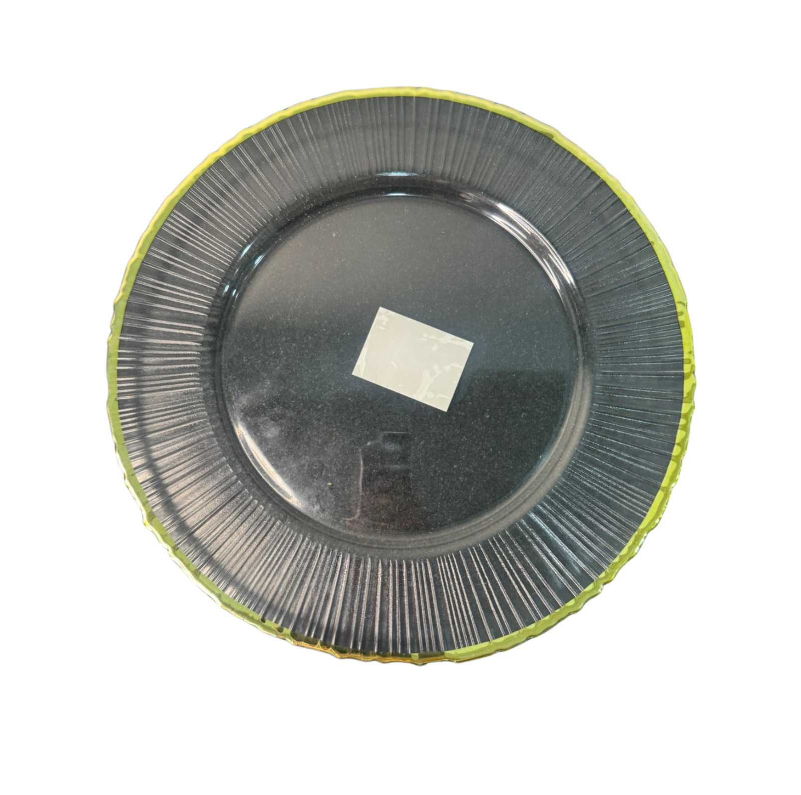 Plato Vidrio Transparente Borde Dorado 33cm