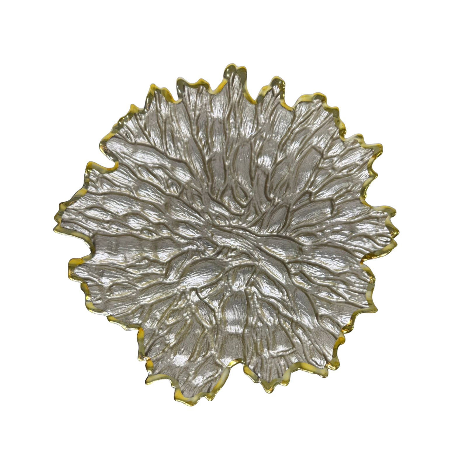 Plato Vidrio Bordes Irregulares Dorado 33cm