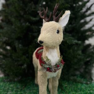 Reno De Pie Con Adorno Navideño En El Cuello 50cm