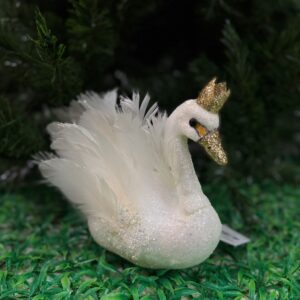 Cisne Real Plumas Blanco/Dorado 30*26*28cm