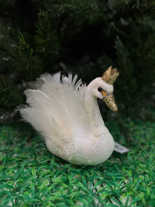 Cisne Real Plumas Blanco/Dorado 30*26*28cm