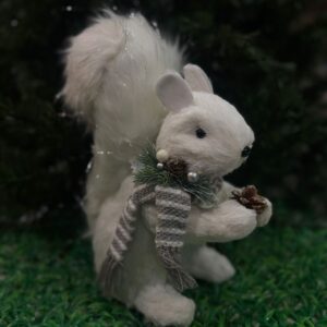 Ardilla Blanca Sentada Con Bufanda 36cm