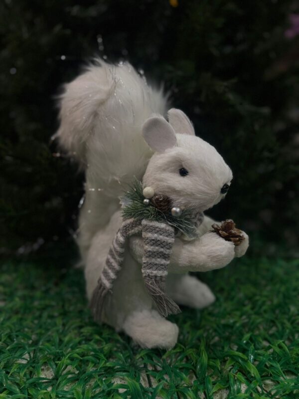 Ardilla Blanca Sentada Con Bufanda 36cm