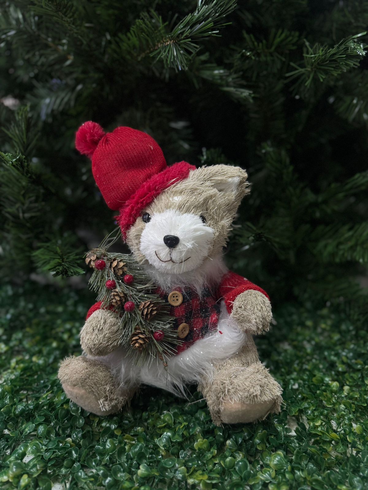 Oso Sentado Gorro De Lado Vestido Escoces