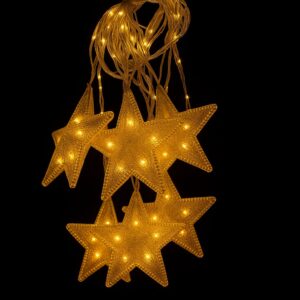 Led 136l Cortina De La Puerta Con Estrella  3 Metros Con Hembra Calido