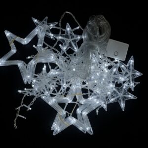 Led 276l Cortina Cable Transparente Final Con Estrella 6*0.6metros Con Hembra Blanco