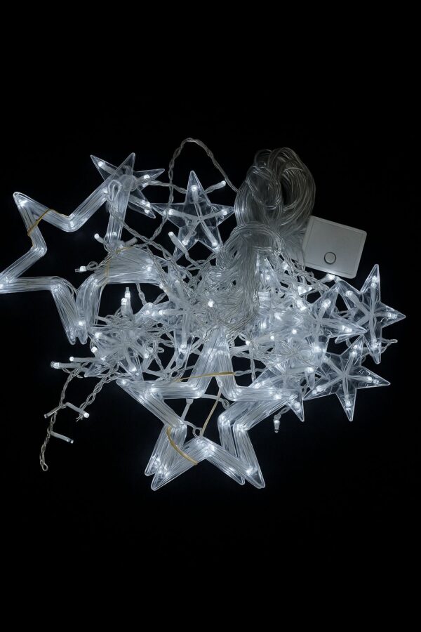 Led 276l Cortina Cable Transparente Final Con Estrella 6*0.6metros Con Hembra Blanco