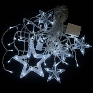 Led 138l Cortina Cable Transparente Final Con Estrella 3*0.6metros Con Hembra Blanco