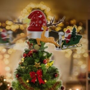 Globo Y Trineo  Santa Giratorio Para Punta De Arbol Gorro  Set X 12pcs
