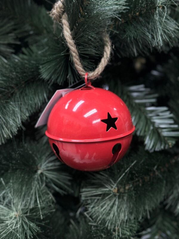 Cascabel Rojo Liso Estrella Hueco 12cm